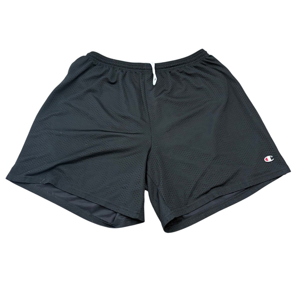 Champion Y2K Mesh Athletic Shorts Men's XXL Black Gym Basketball Shorts Pockets